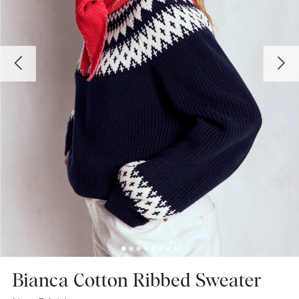 Boden Bianca cotton Navy and White ribbed  Sweater
